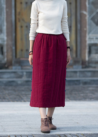 Unique Mulberry Button Fine Cotton Filled Skirts Winter