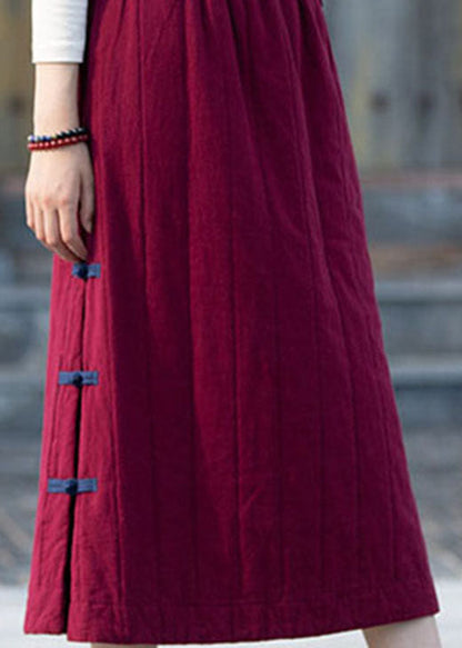 Unique Mulberry Button Fine Cotton Filled Skirts Winter