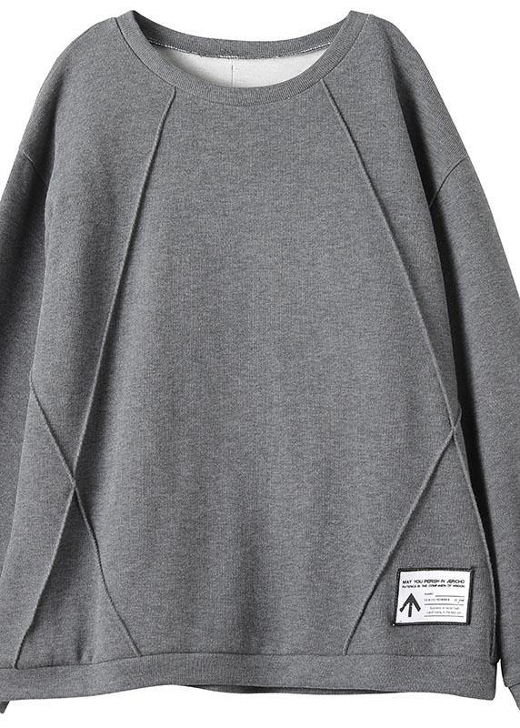 Unique O Neck Patchwork Spring Clothes For Women Fabrics Gray Blouse - SooLinen