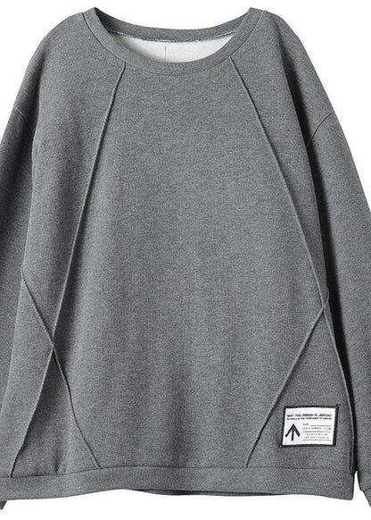 Unique O Neck Patchwork Spring Clothes For Women Fabrics Gray Blouse - SooLinen