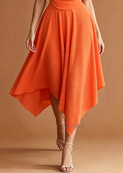 Unique Orange Asymmetrical Cotton Cami Dresses Summer