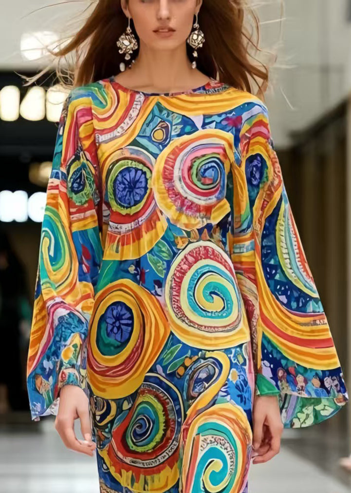 Unique Oversized Patchwork Draping Chiffon Robe Dresses Summer