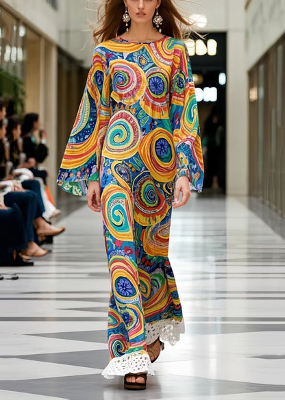 Unique Oversized Patchwork Draping Chiffon Robe Dresses Summer