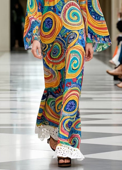 Unique Oversized Patchwork Draping Chiffon Robe Dresses Summer