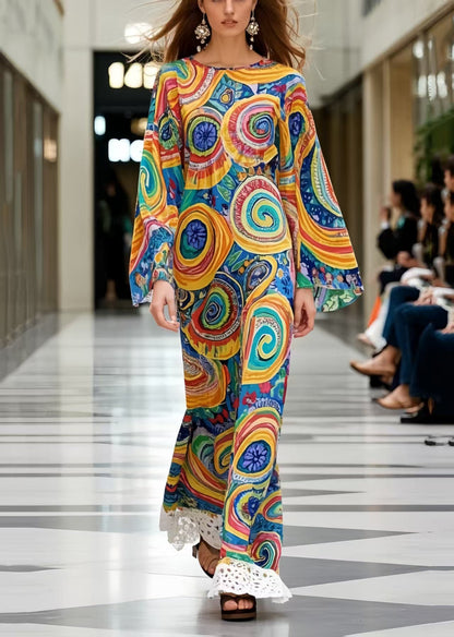 Unique Oversized Patchwork Draping Chiffon Robe Dresses Summer