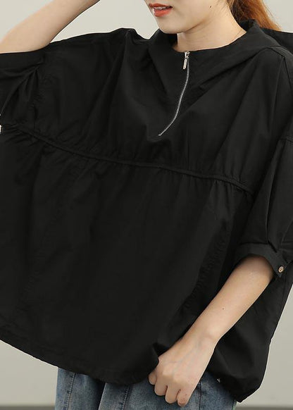 Unique Pink Cinched Half Sleeve Cotton Summer Shirt Top - SooLinen