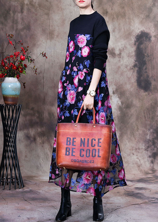 Einzigartiges rosa besticktes Patchwork-Spitzen-Langkleid für den Frühling