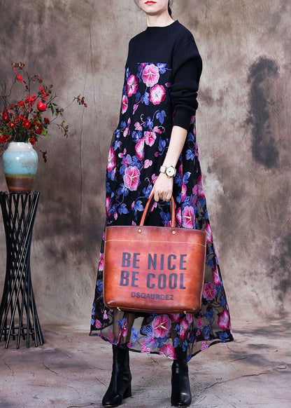 Einzigartiges rosa besticktes Patchwork-Spitzen-Langkleid für den Frühling