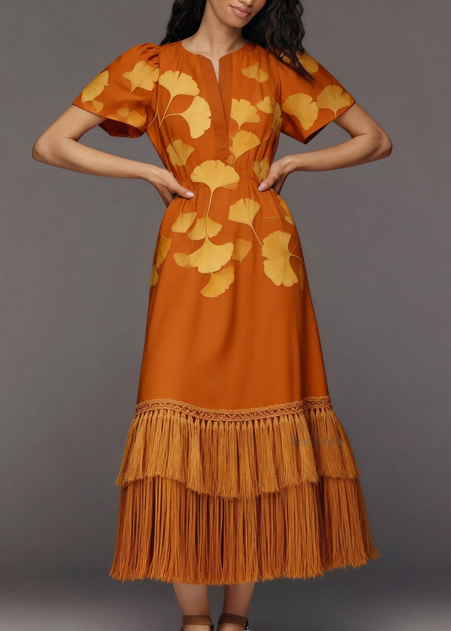 Unique Print Tassel Patchwork Cotton Long Dresses Summer