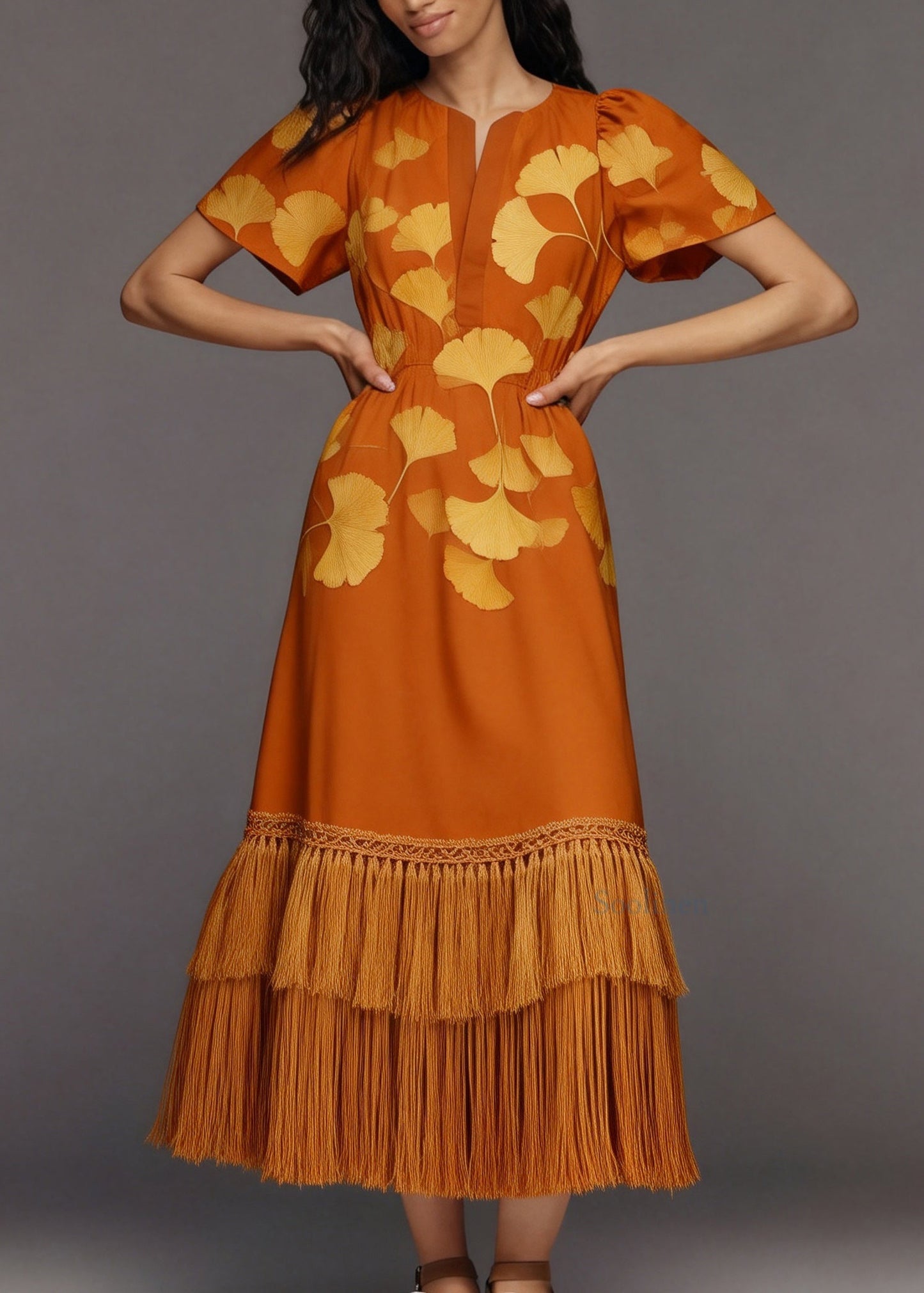 Unique Print Tassel Patchwork Cotton Long Dresses Summer