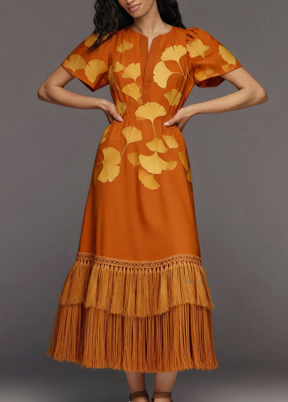 Unique Print Tassel Patchwork Cotton Long Dresses Summer