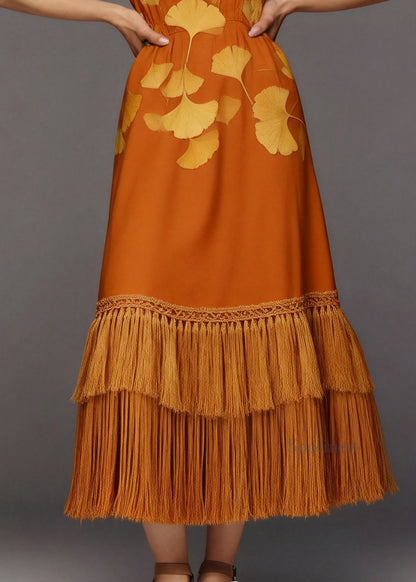 Unique Print Tassel Patchwork Cotton Long Dresses Summer