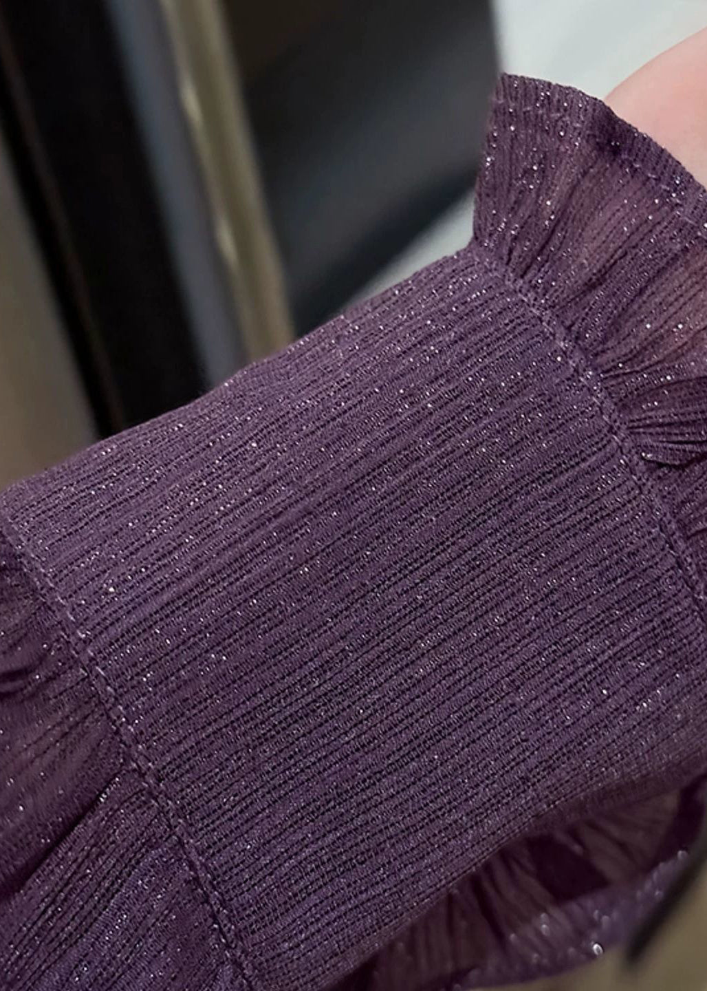 Unique Purple Bow Ruffled Solid Shirt Fall