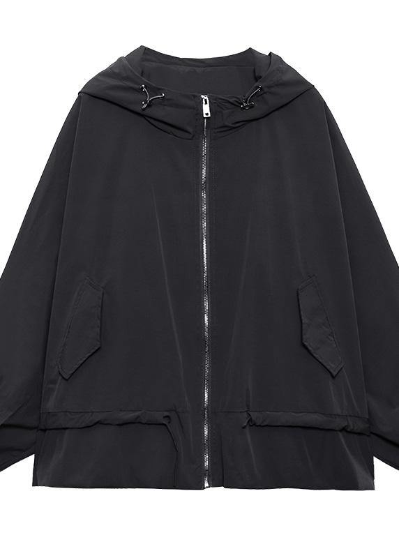 Unique Purple Cotton Letter zippered Hooded Coat Spring - SooLinen