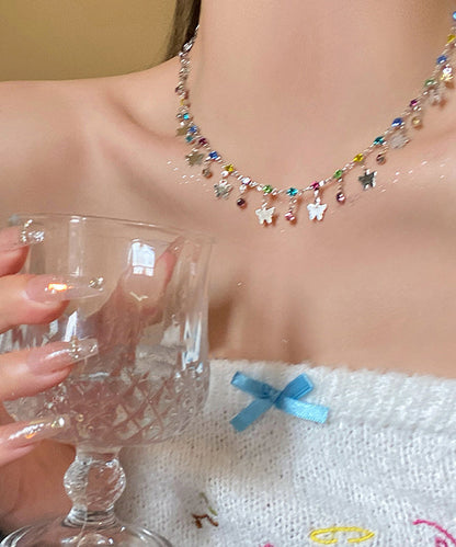 Einzigartige Regenbogen Kupfer Zirkon Schmetterling Quaste Halskette