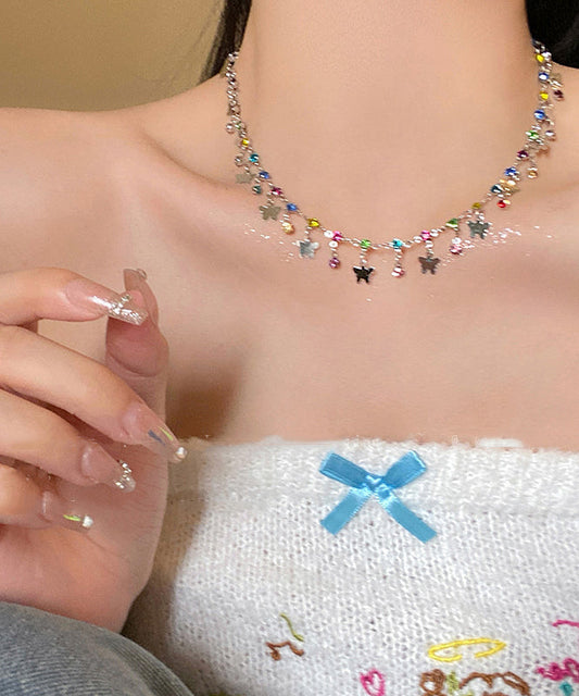 Einzigartige Regenbogen Kupfer Zirkon Schmetterling Quaste Halskette