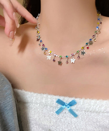 Einzigartige Regenbogen Kupfer Zirkon Schmetterling Quaste Halskette