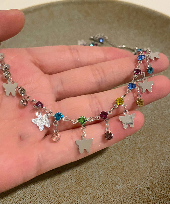 Einzigartige Regenbogen Kupfer Zirkon Schmetterling Quaste Halskette