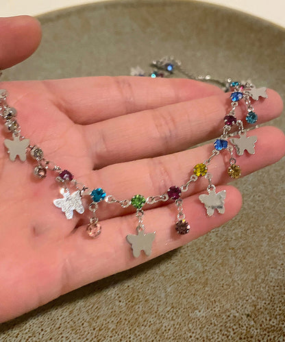 Einzigartige Regenbogen Kupfer Zirkon Schmetterling Quaste Halskette