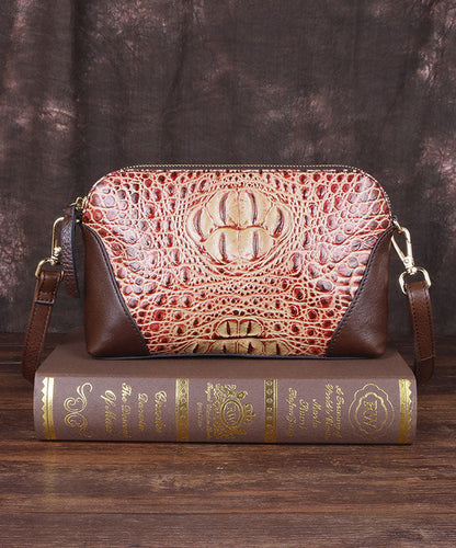 Einzigartige Satchel-Handtasche aus rotem Kalbsleder mit Krokodilmuster