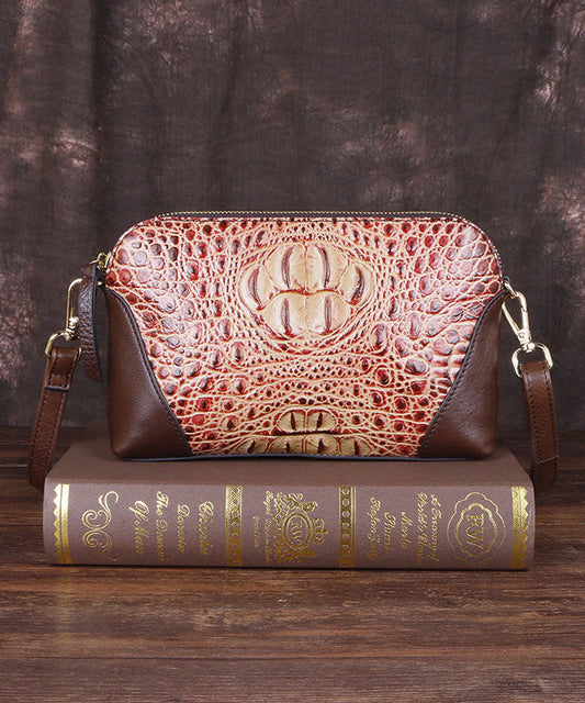 Einzigartige Satchel-Handtasche aus rotem Kalbsleder mit Krokodilmuster