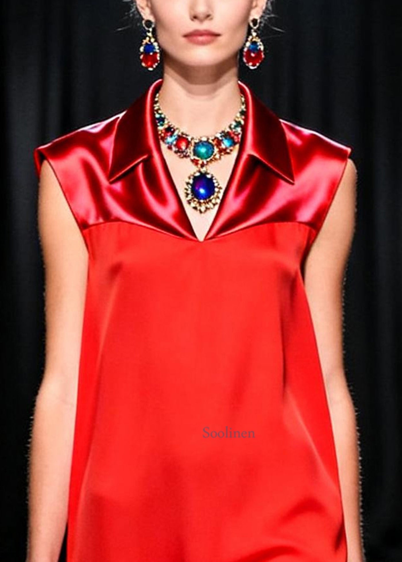 Unique Red Peter Pan Collar Patchwork Chiffon Straight Dresses Sleeveless