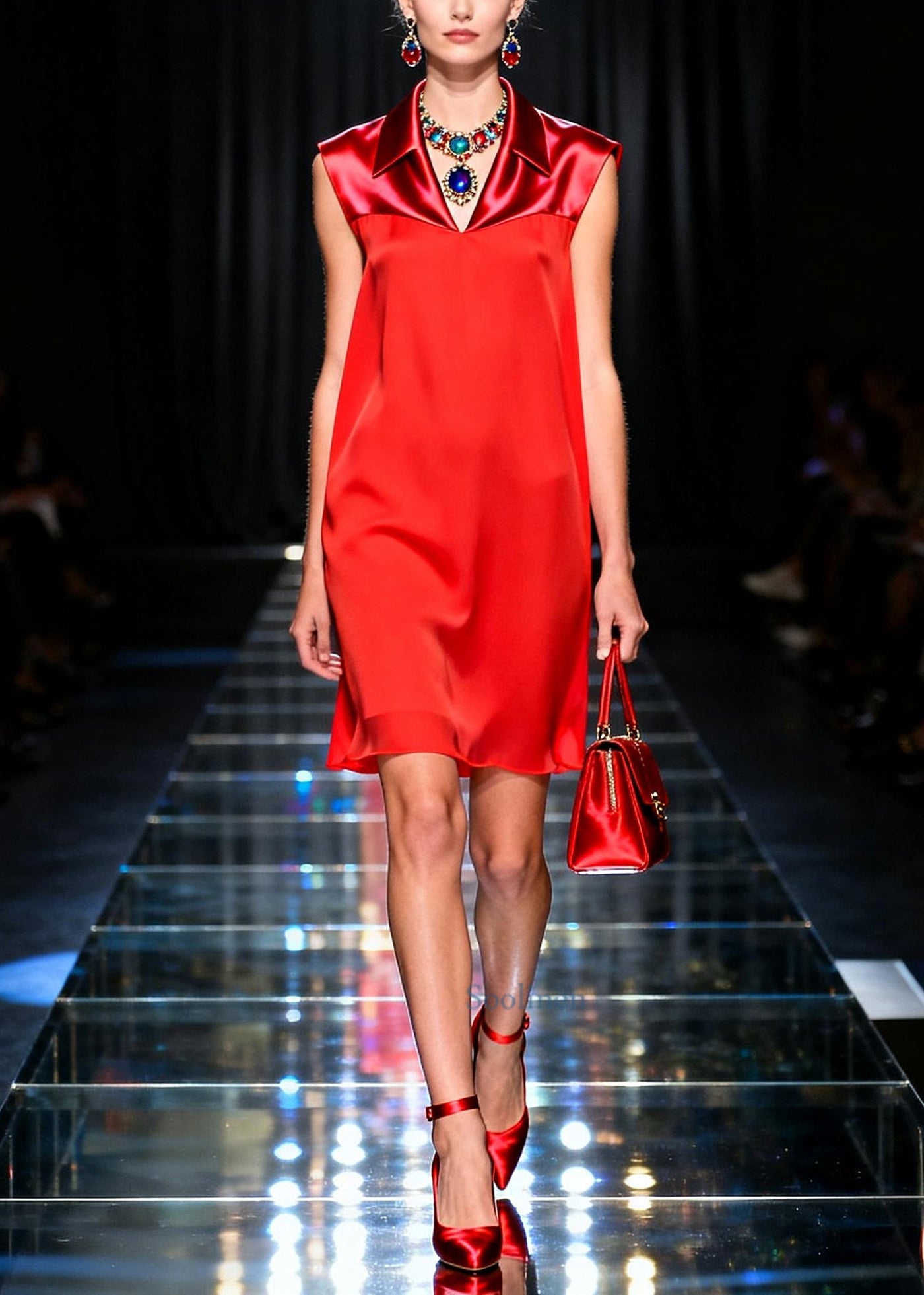 Unique Red Peter Pan Collar Patchwork Chiffon Straight Dresses Sleeveless