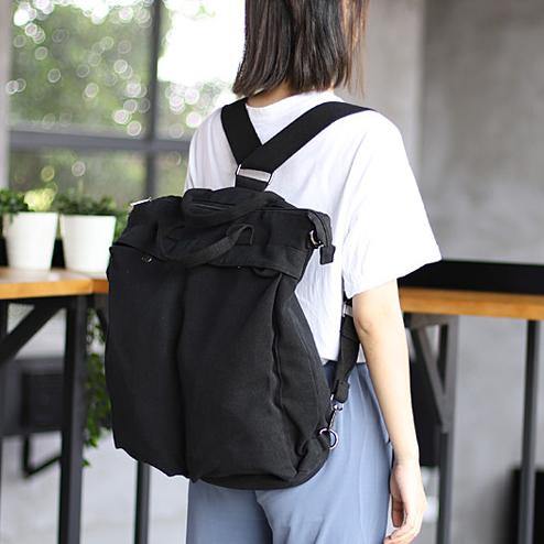 Unique Robes Boho black Canvas Square Backpack - SooLinen