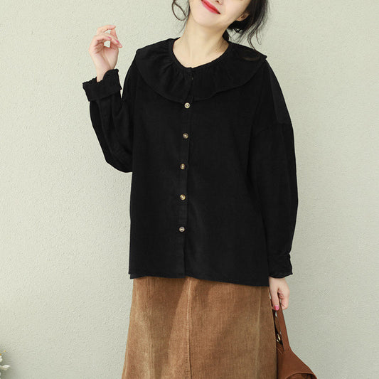 Einzigartige Rüschen Tunika Muster Boutique Tops schwarz Plus Size Kleidung