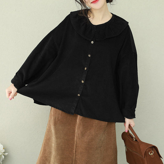 Einzigartige Rüschen Tunika Muster Boutique Tops schwarz Plus Size Kleidung