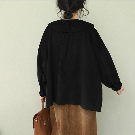 Einzigartige Rüschen Tunika Muster Boutique Tops schwarz Plus Size Kleidung