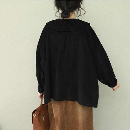 Einzigartige Rüschen Tunika Muster Boutique Tops schwarz Plus Size Kleidung