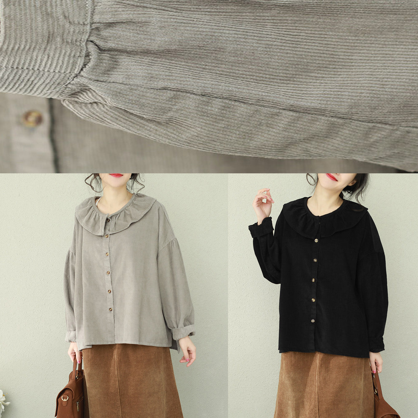 Einzigartige Rüschen Tunika Muster Boutique Tops schwarz Plus Size Kleidung