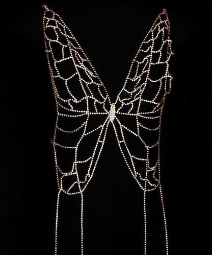 Unique Silk Copper Overgild Zircon Hollow Out Butterfly Body Chain