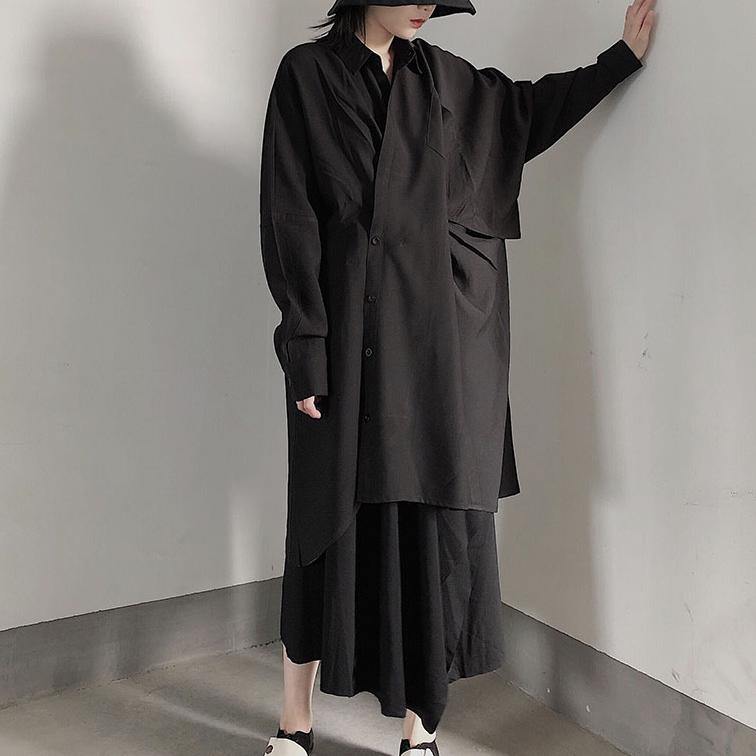 Unique Stand Collar Hollow Out Spring Quilting Clothes Pattern Black Maxi Dresses - SooLinen