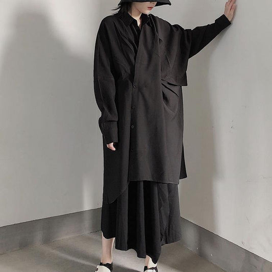 Unique Stand Collar Hollow Out Spring Quilting Clothes Pattern Black Maxi Dresses - SooLinen