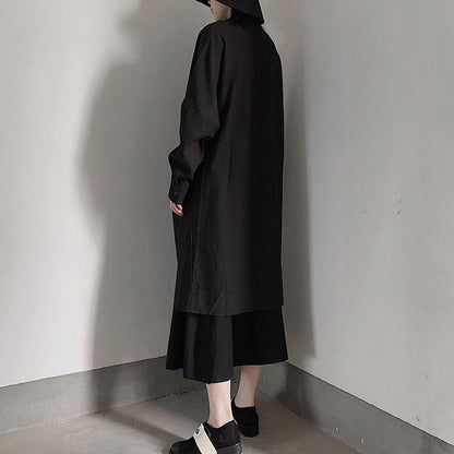 Unique Stand Collar Hollow Out Spring Quilting Clothes Pattern Black Maxi Dresses - SooLinen