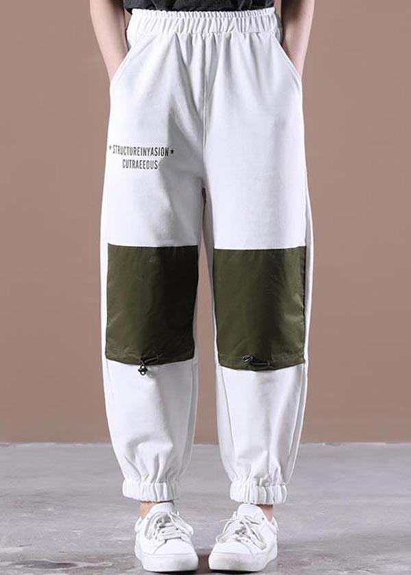 Unique White Harem Pockets Pants Trousers Summer Cotton - SooLinen