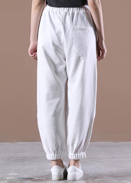Unique White Harem Pockets Pants Trousers Summer Cotton - SooLinen