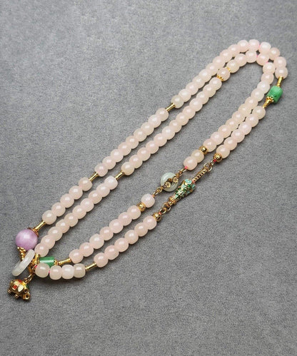 Collar con colgante único de cuentas de esmalte cloisonné con perla dorada blanca