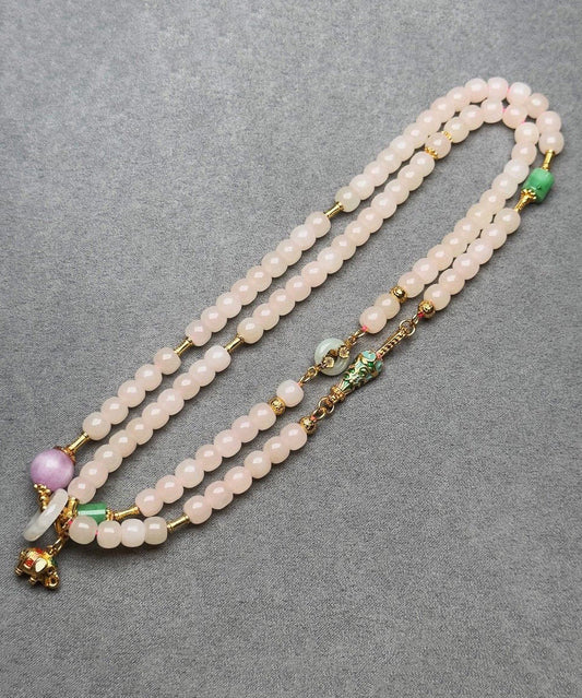 Collar con colgante único de cuentas de esmalte cloisonné con perla dorada blanca