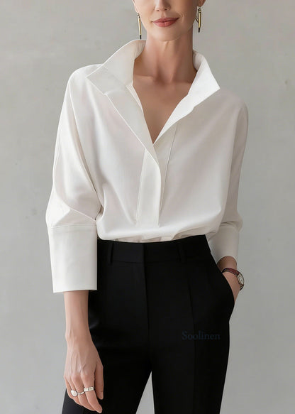 Unique White Peter Pan Collar Cotton Shirt Tops Summer