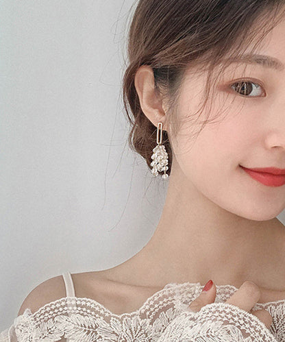 Einzigartige weiße Sterlingsilber-Ohrhänger mit Kupferkristallen