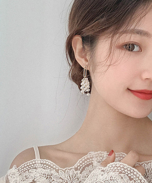 Pendientes colgantes únicos de plata de ley blanca con cristales de cobre y huecos