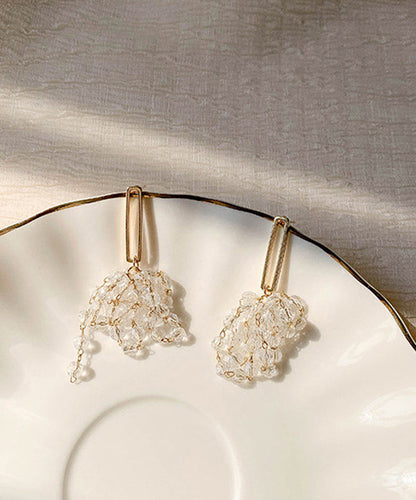 Einzigartige weiße Sterlingsilber-Ohrhänger mit Kupferkristallen