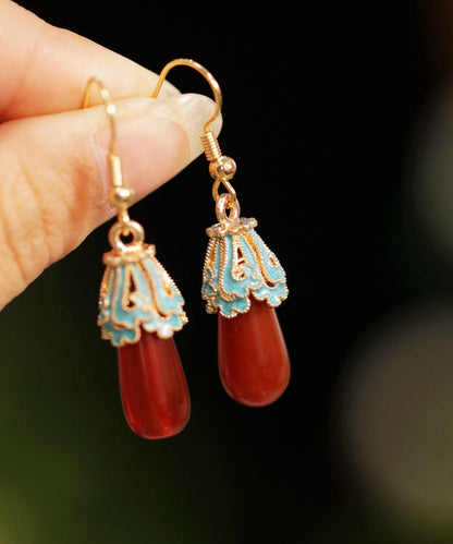 Pendientes únicos de plata de ley blanca con gemas doradas y perlas colgantes