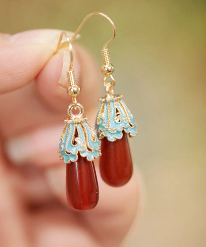 Pendientes únicos de plata de ley blanca con gemas doradas y perlas colgantes