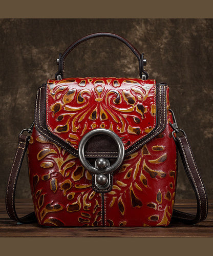 Einzigartige Rucksacktasche aus Kalbsleder mit gelben Prägemustern