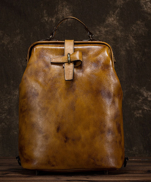 Einzigartiger gelber Rucksack aus Kalbsleder mit großem Fassungsvermögen