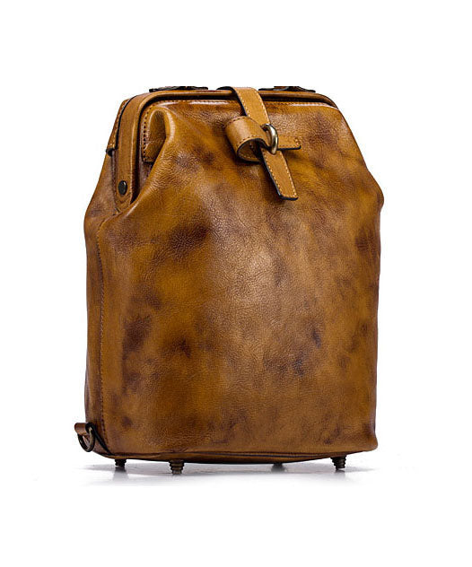 Einzigartiger gelber Rucksack aus Kalbsleder mit großem Fassungsvermögen